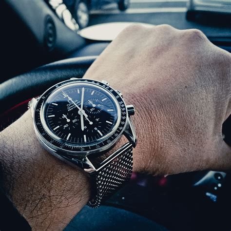 omega speedmaster on mesh|omega strap mesh bracelet.